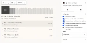 Interface do novo bloco Playlist no editor do WordPress 7.1.